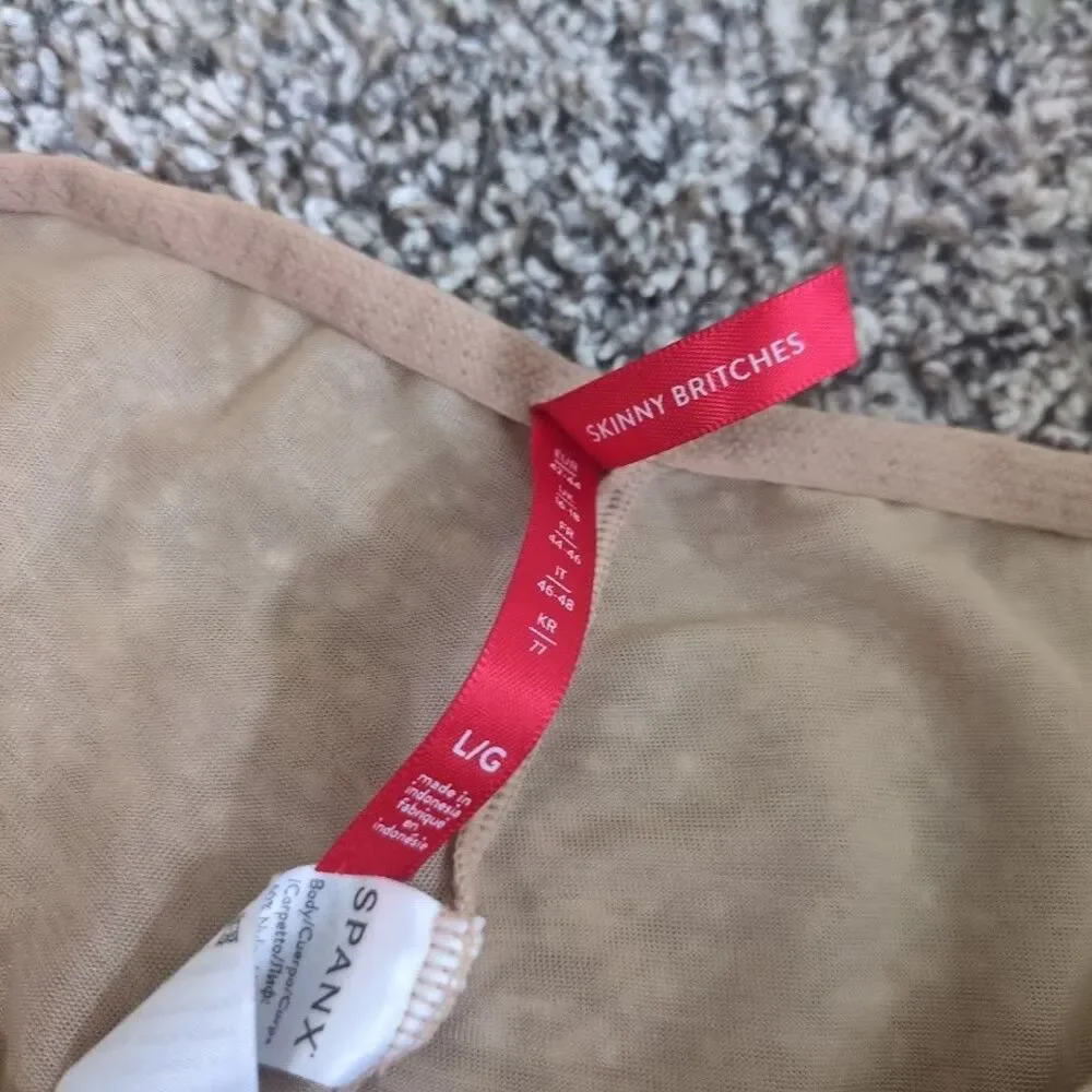 Spanx Footless Large PANTY HOSE Stops Below Knee Beige